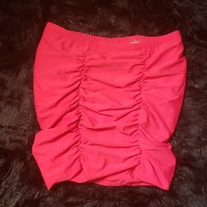 Hot pink plus size high-waisted swim skirt